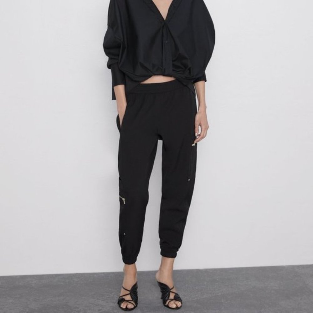 Zara Zipper Cargo Jogger Pants